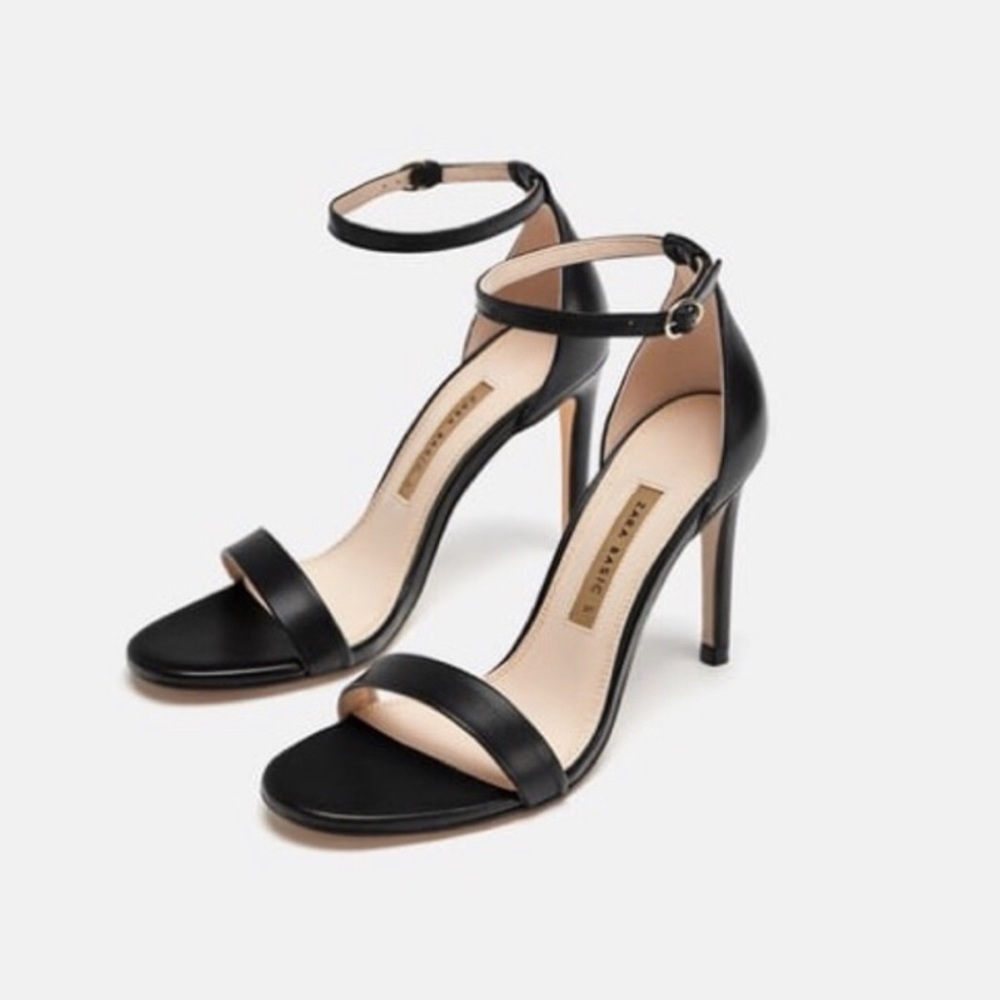 Zara Basic High Heel Leather Sandals